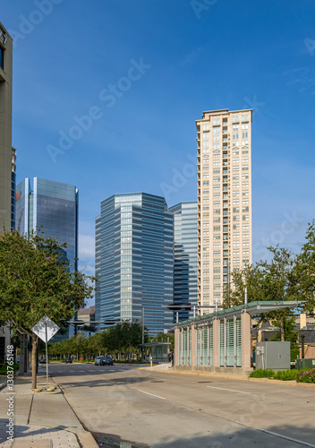 Obraz na płótnie Street scene and buildings in Houston Texas. w salonie