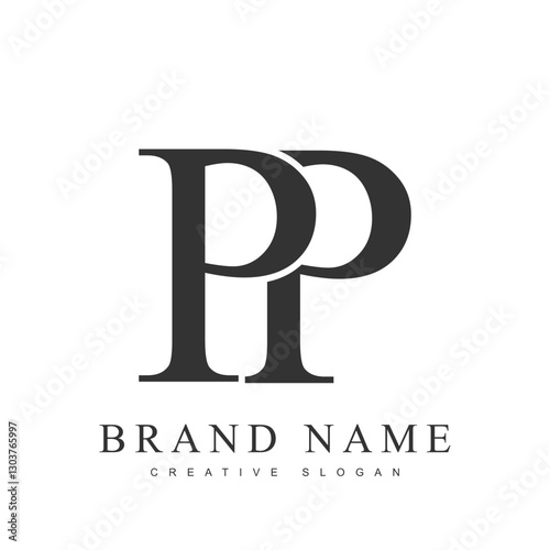 PP trendy logotype template. Initial letter p and p classic font style. Creative logo for company name or identity.