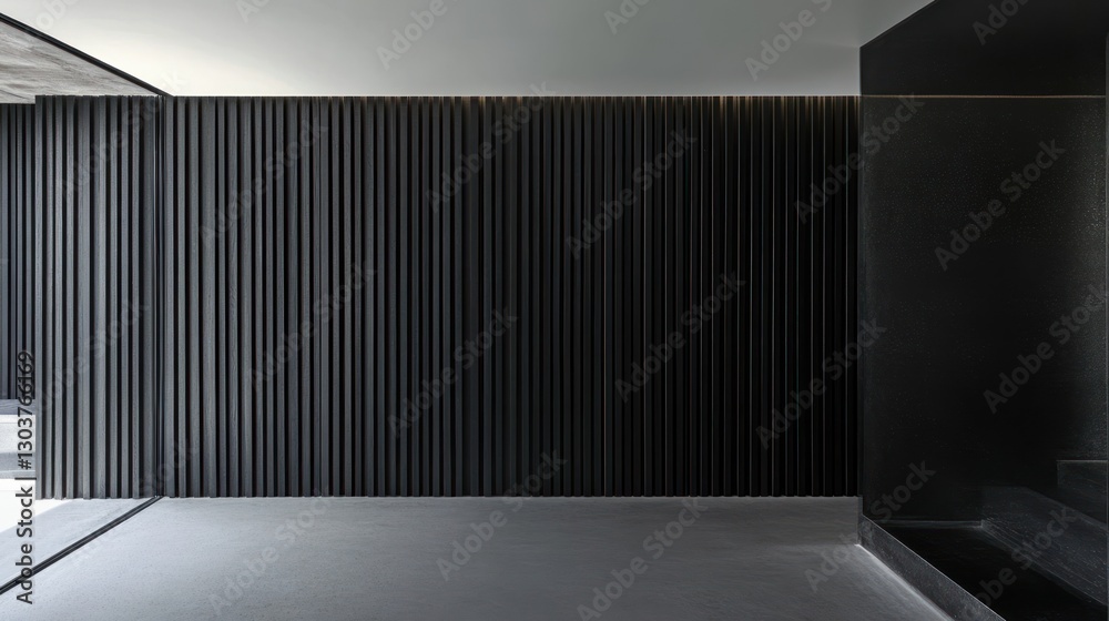Modern dark interior hallway, minimalist design, empty space Modern dark interior hallway, minimalist design, empty space