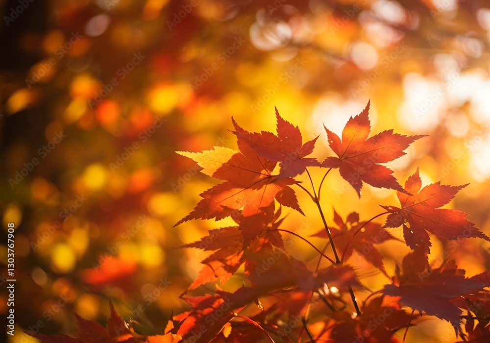 Autumn Maple Leaves in Golden Sunlight Backlit Photography Autumn Maple Leaves in Golden Sunlight Backlit Photography