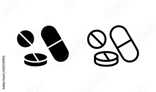 Pills icon logo design. capsule icon. Drug sign and symbol