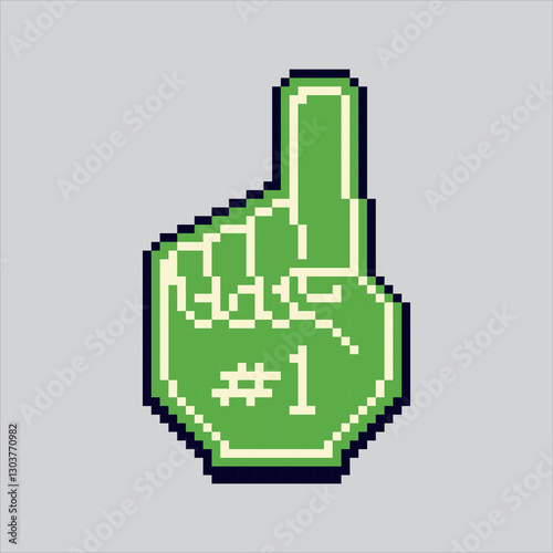 Pixel art illustration Fan Finger. Pixelated Hand Cheer. Fan Finger Hand Cheer Icon pixelated for the pixel art game and icon for website and video game. old school retro.