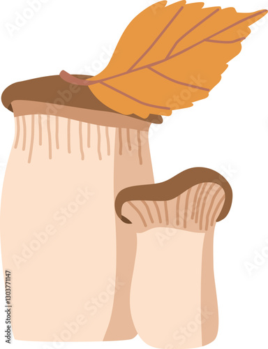 Boletus mushroom with aspen leaf