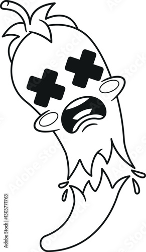 Halved screaming Mexican pepper character