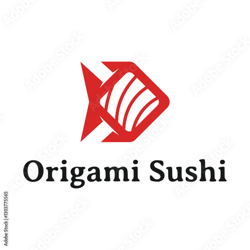 origami sushi restaurant flat minimalist logo design