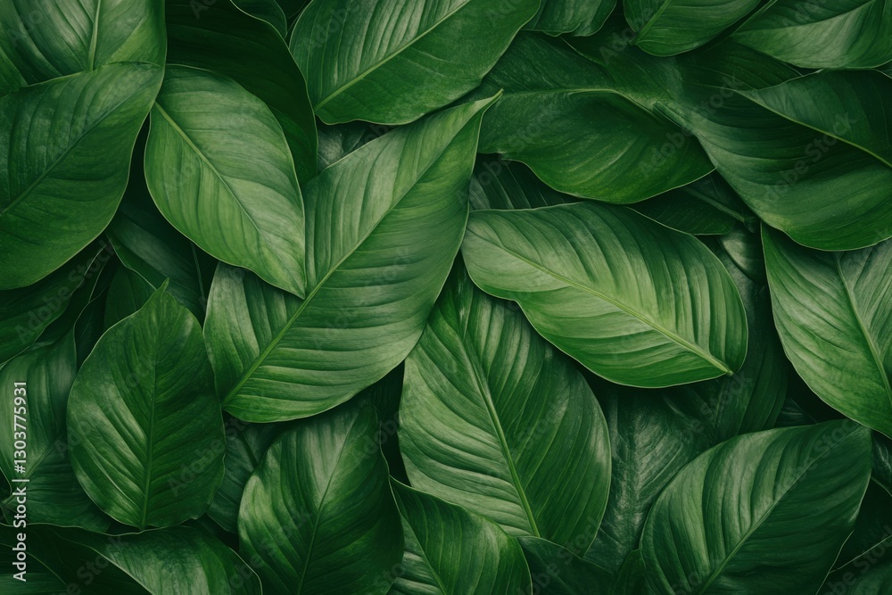 Obraz premium Tropical green leaves forming lush natural background texture