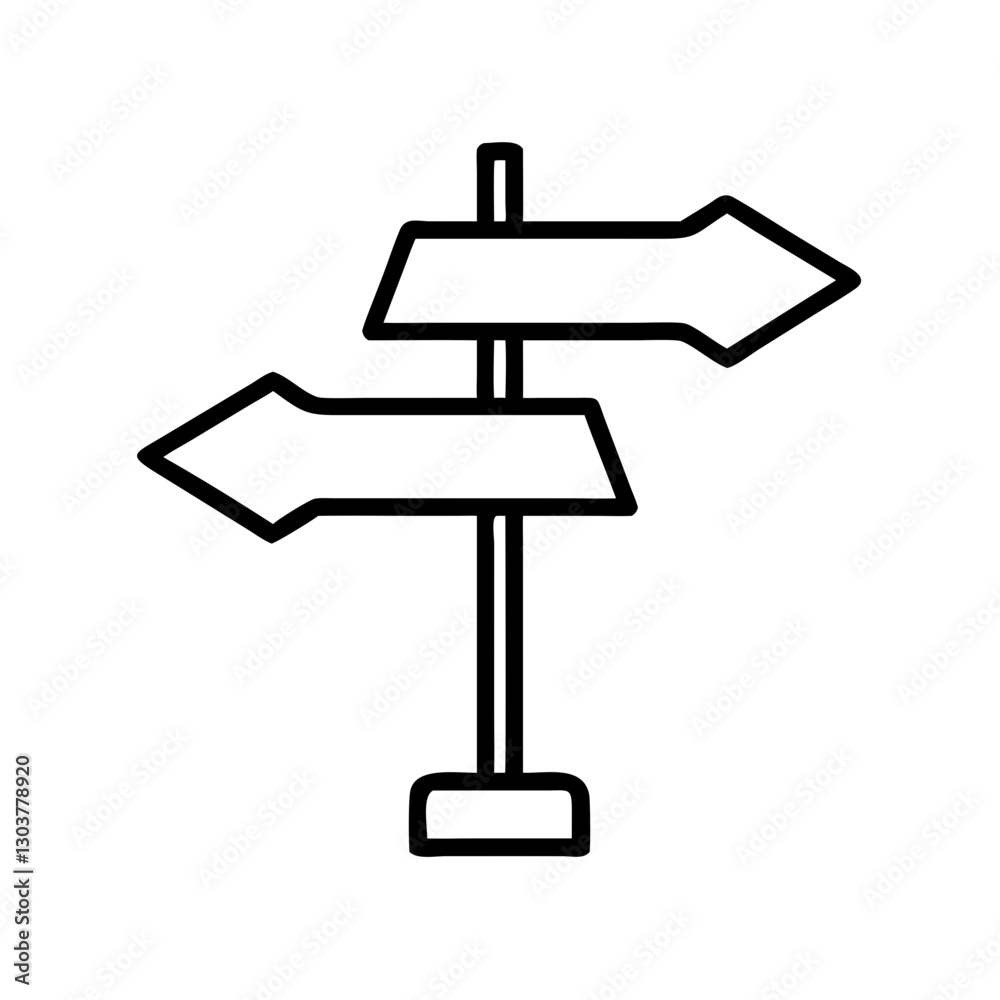 Directional Signpost Indicating Travel Options in Simple Design Directional Signpost Indicating Travel Options in Simple Design