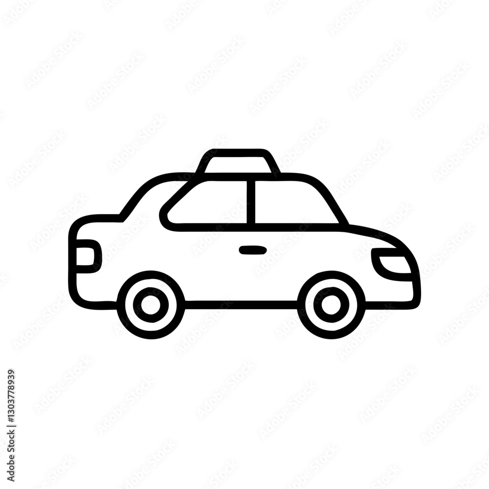 Taxi icon in minimalist style on a white background Taxi icon in minimalist style on a white background
