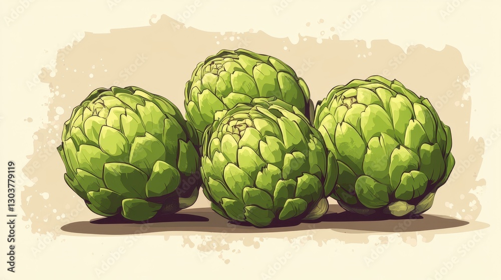 Playful D vector art of artichokes, perfect for whimsical logo designs with a fun and simple backdrop. Playful D vector art of artichokes, perfect for whimsical logo designs with a fun and simple backdrop.
