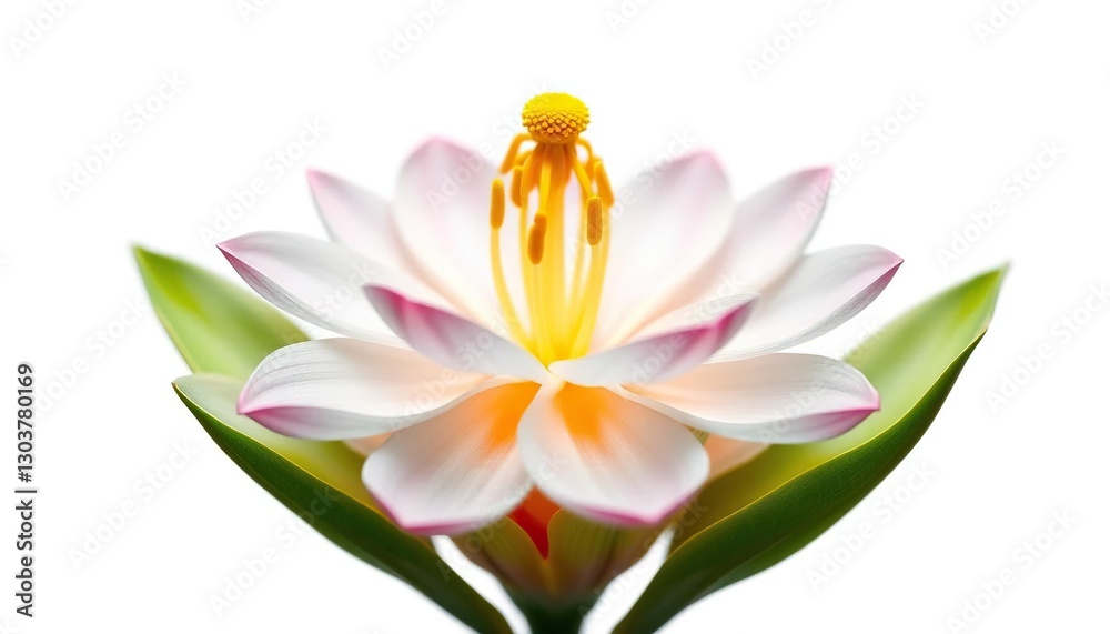 Fototapeta premium A single, vibrant bloom, petals unfurled, isolated against a pure white backdrop, organic, isolated