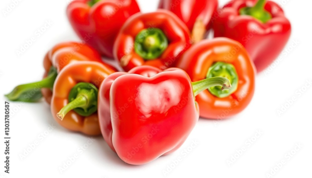 Single vibrant red bell pepper, isolated on pure white backdrop, white background, vegetable Single vibrant red bell pepper, isolated on pure white backdrop, white background, vegetable