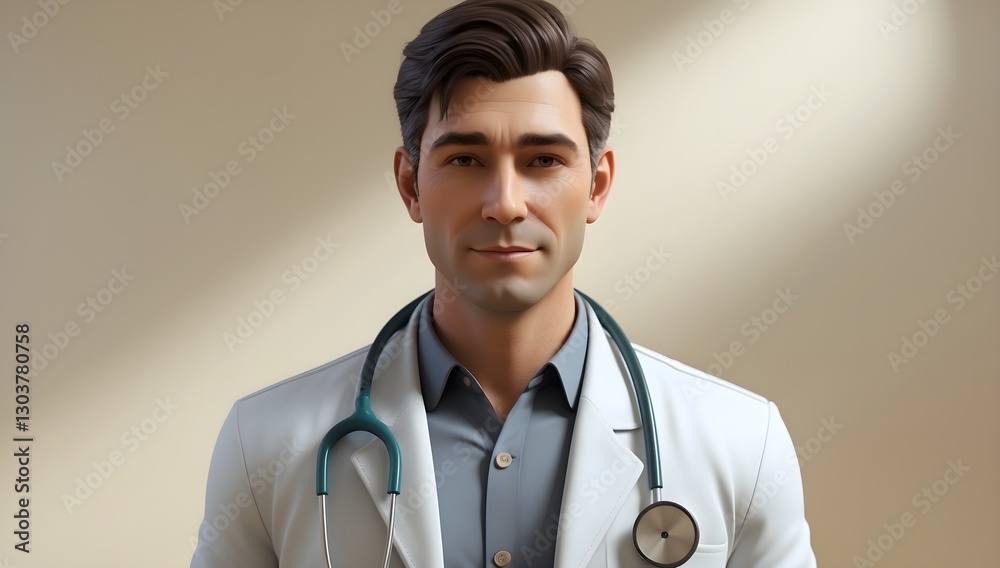 AI generated Portrait of a male medical worker with a stethoscope. AI Generated AI generated Portrait of a male medical worker with a stethoscope. AI Generated