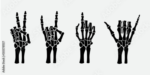 Skeleton Hand Illustration in the Detailed Vector of a Spooky, Gothic, Halloween-Inspired Bone Structure, Perfect for Horror, Anatomy, Medical, Tattoo Art, and Dark-Themed Designs
