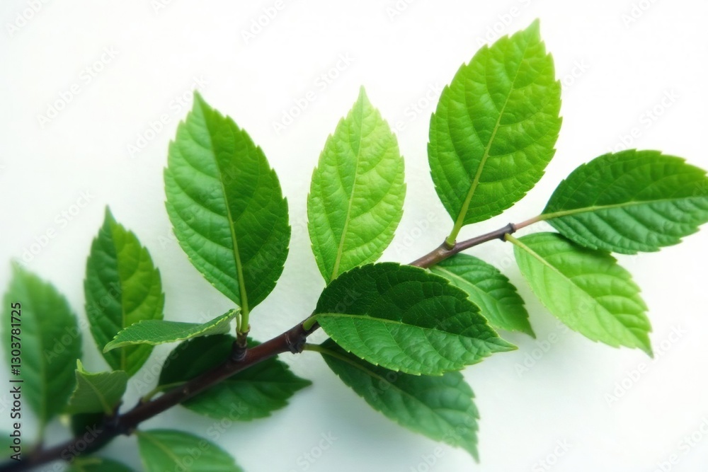 Fototapeta premium Foliage leaves clusters isolated on white background, calm, elegance, elements