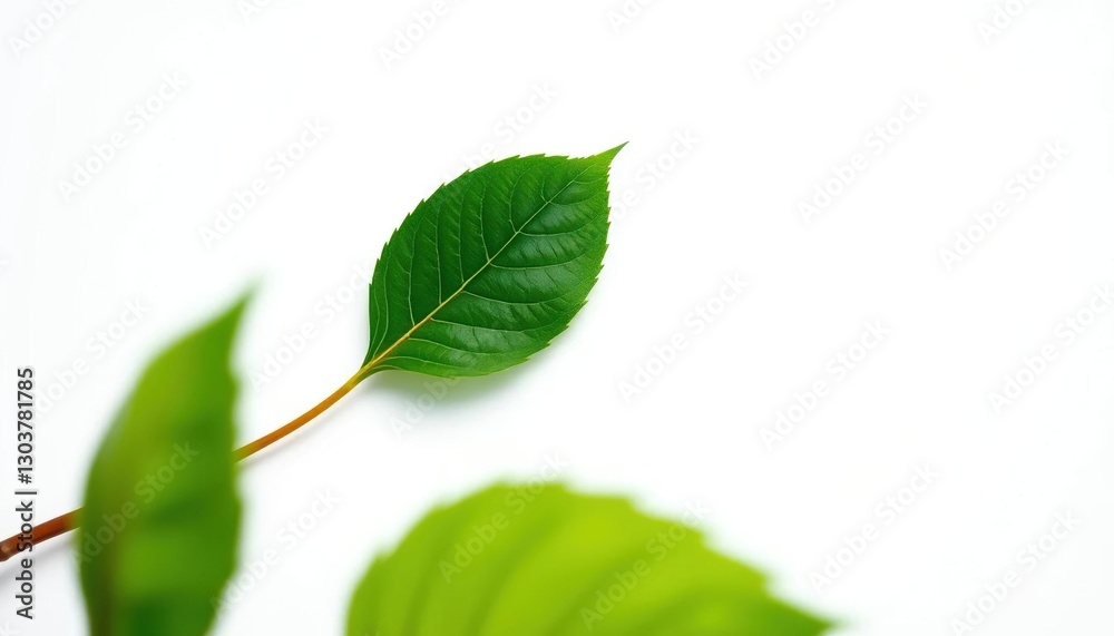 Fototapeta premium Single leaf, detached, on pure white backdrop, texture, photography