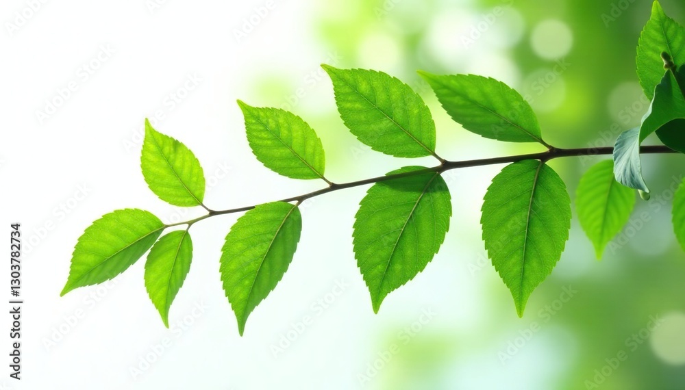 Leafy branch with leaves isolated on white background, foliage, greenery, single Leafy branch with leaves isolated on white background, foliage, greenery, single