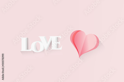 Paper Art Valentines Day Love Heart Pink Design Romance