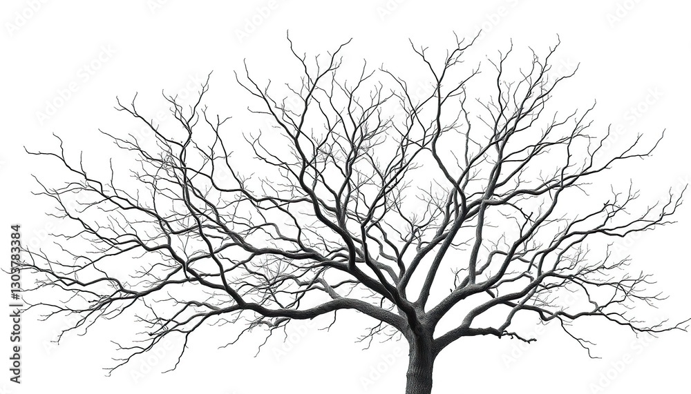 Bare, intricately branched tree limbs isolated on pure white, botany, arbor Bare, intricately branched tree limbs isolated on pure white, botany, arbor