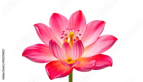A single vibrant bloom, petals unfurled, isolated against pure white, plant, artwork