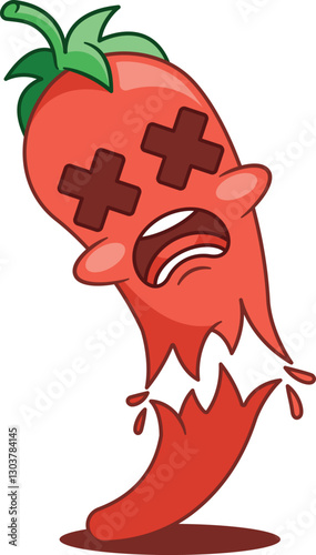Halved screaming hot pepper character