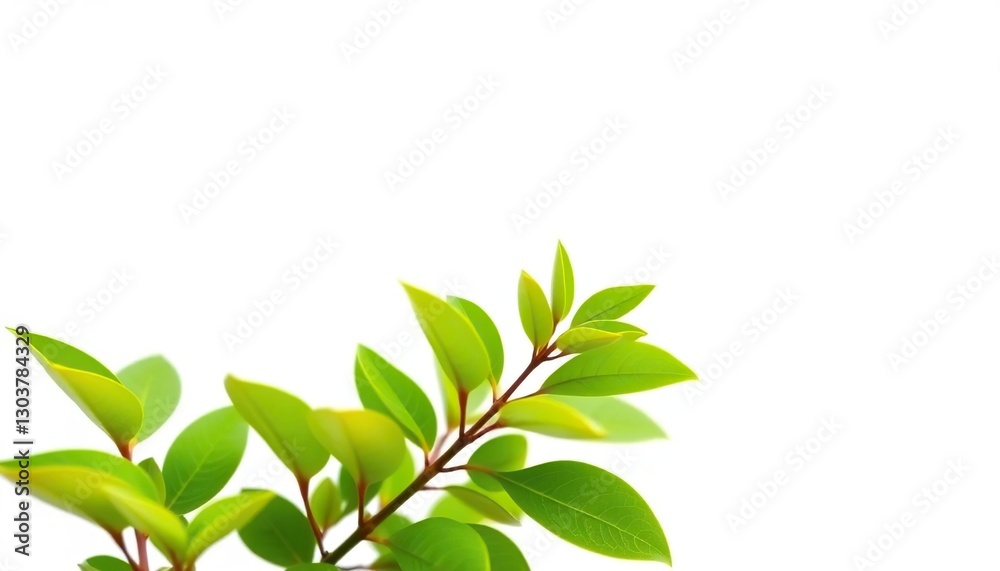 Obraz premium Single vibrant green plant, isolated on pure white backdrop, white background, graphic