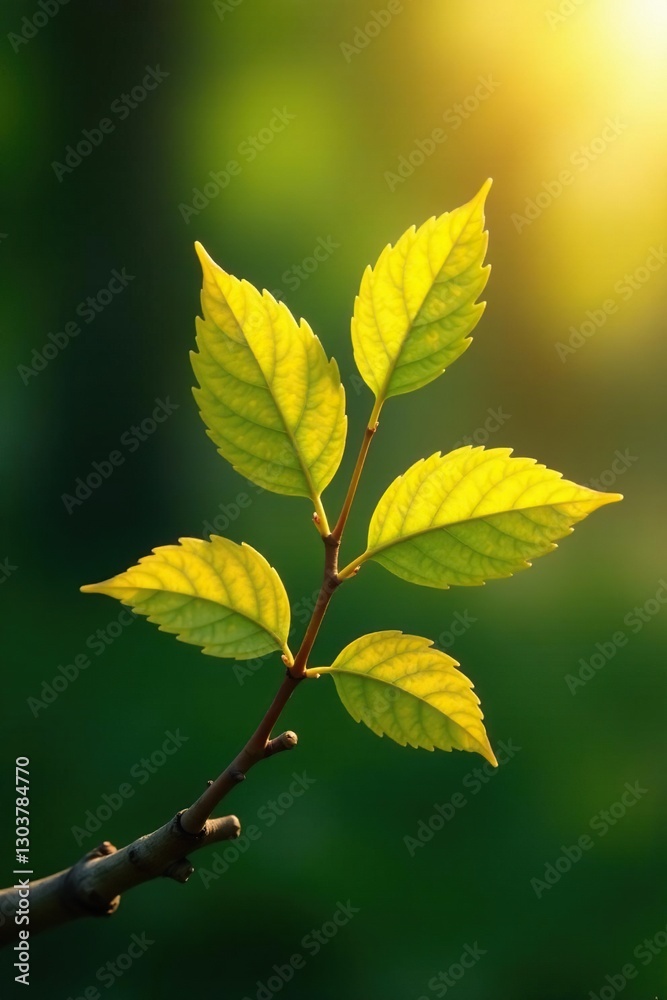 A solitary branch with golden tips and leaves in the sunlight, golden leaf, serene, organic A solitary branch with golden tips and leaves in the sunlight, golden leaf, serene, organic