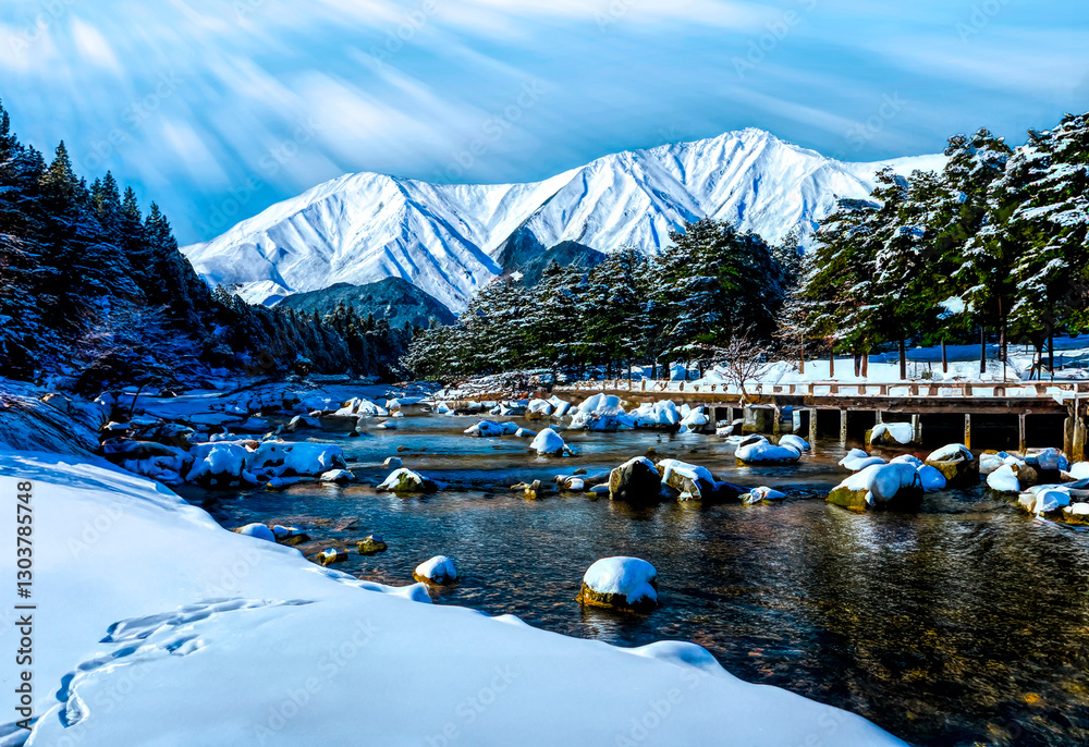 Mountain lake in the winter