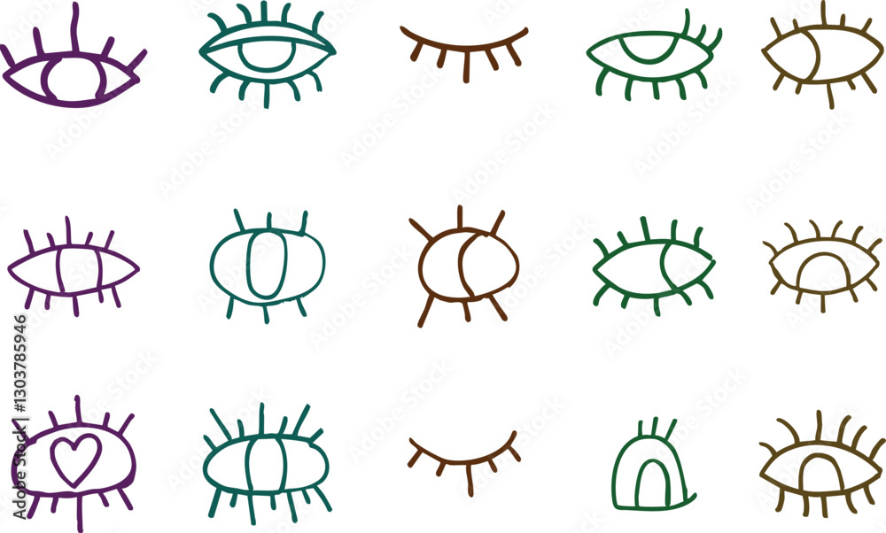Fototapeta premium hand drawn doodle eyes in vector
