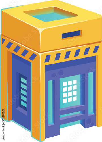 Locked futuristic chest vector illustration