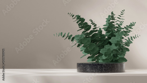scene mockup marble texture curved cylinder podium in landscape minimal scene, rendering 3d