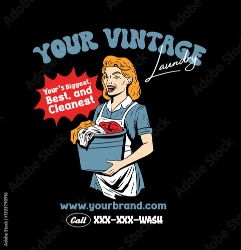 Vintage woman laudry bussiness