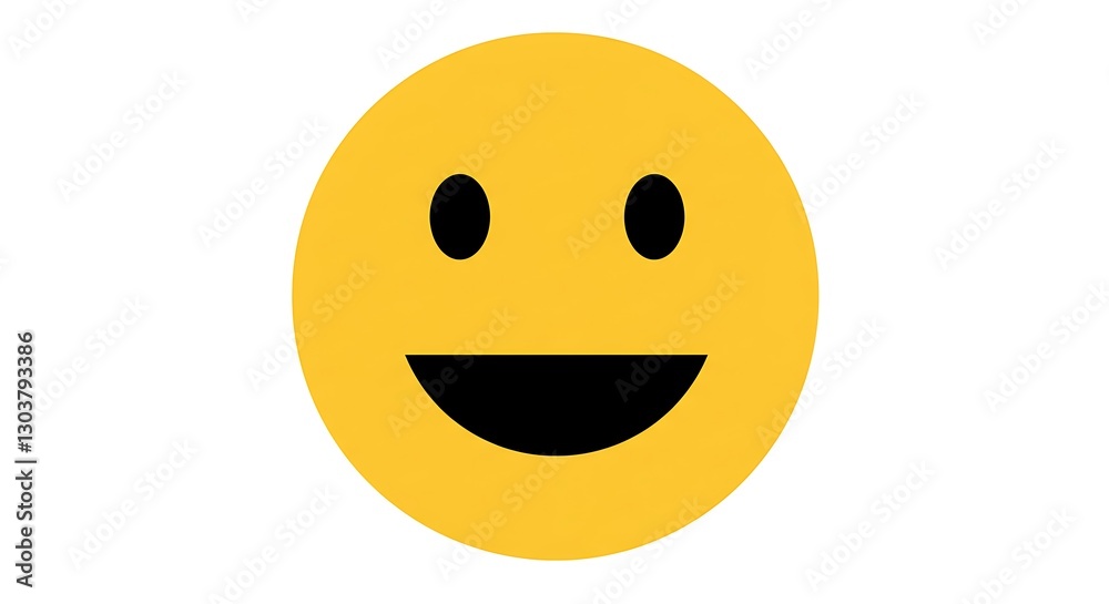 Smiling Yellow Emoji Face with Positive Expression on White Background Smiling Yellow Emoji Face with Positive Expression on White Background