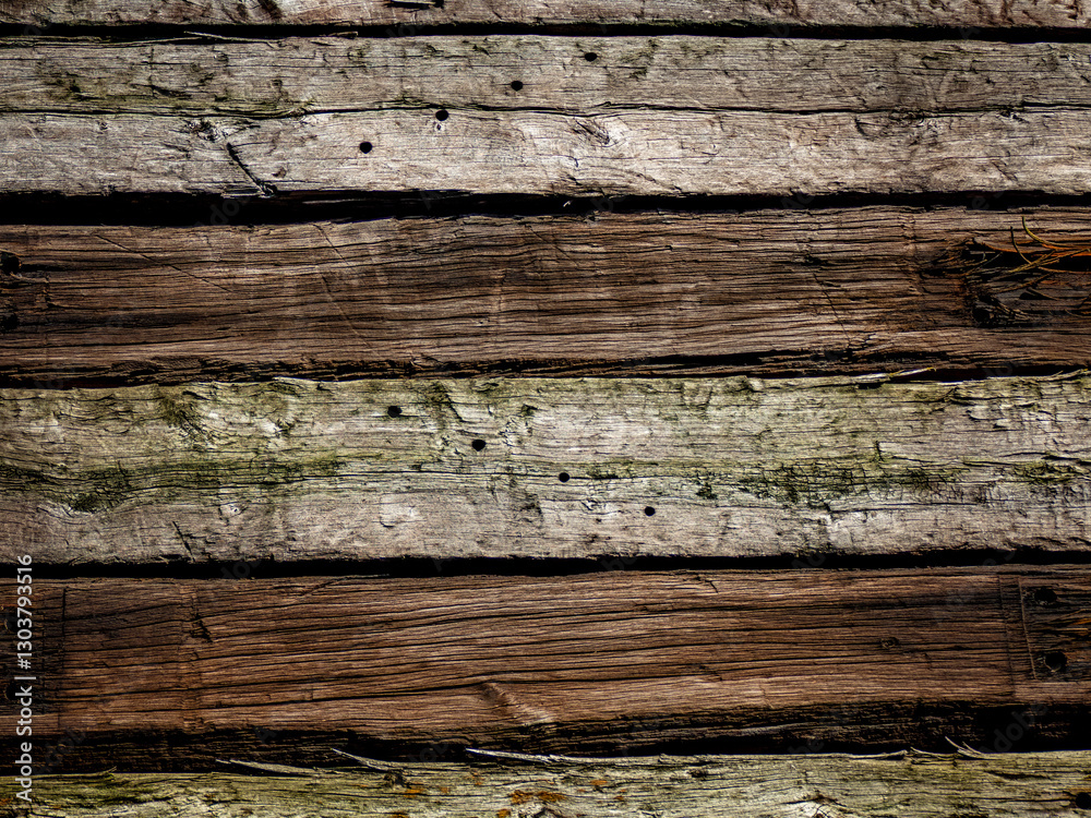 Obraz premium Holzwand aus verwitterten Eisenbahn Schwellen
