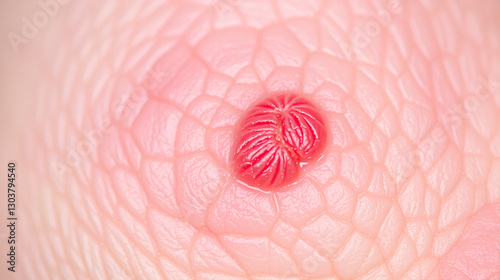 Senile angioma closeup macro view over caucasian skin