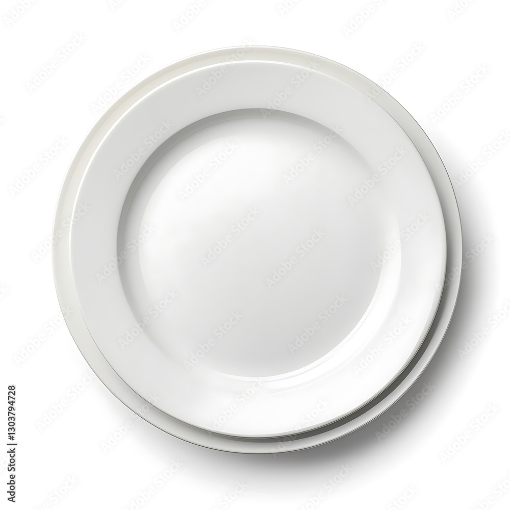 Ceramic white plates, showcasing smooth surfaces and a simple, elegant design, perfect for dining occasions The plates are isolated on white background Ceramic white plates, showcasing smooth surfaces and a simple, elegant design, perfect for dining occasions The plates are isolated on white background