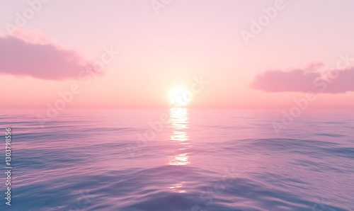 A serene pink sunrise over an endless ocean, perfect for tranquil and nature-themed projects.