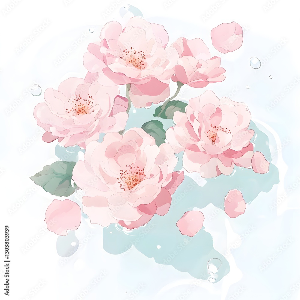 flower watercolor illustration, generation AI flower watercolor illustration, generation AI