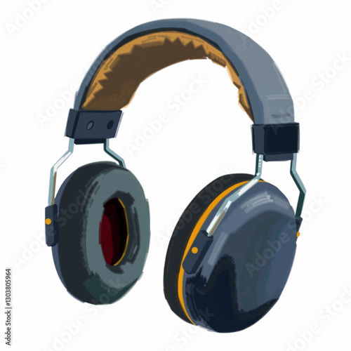 Illustration of Shooting Ear Protection Representing Safety Gear Industry Isolated on White Background.