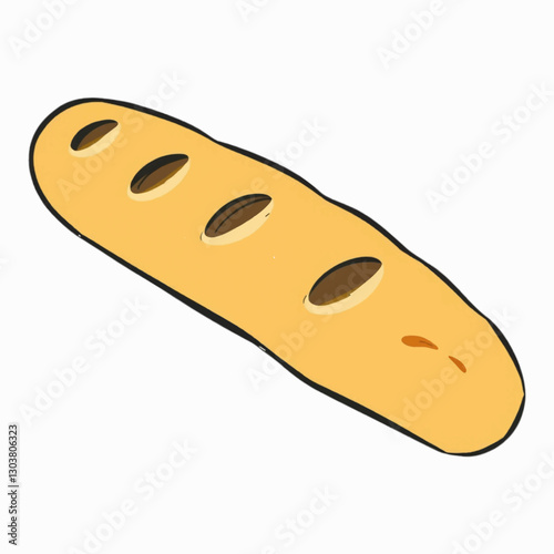 Illustration of Baguette Representing Bakery Industry Isolated on White Background.