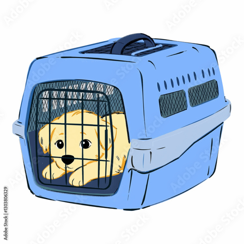 Illustration of Pet Carrier Representing Pet Care Industry Isolated on White Background.