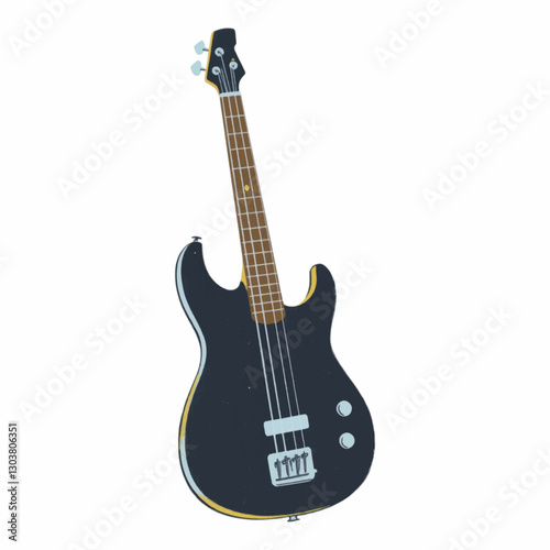Illustration of Bass Guitar Representing Music Industry Isolated on White Background.