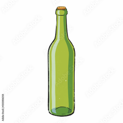 Illustration of Wine Bottle Representing Beverage Industry Isolated on White Background.