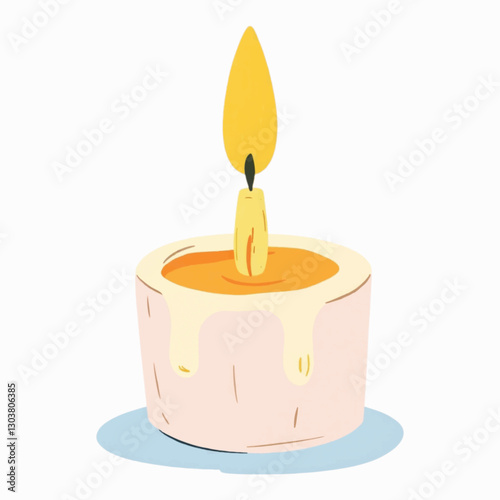 Illustration of Candle Representing Wellness Industry Isolated on White Background.