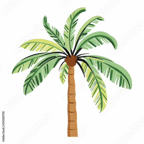 Illustration of Palm Tree Representing Travel Industry Isolated on White Background.