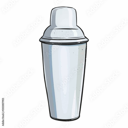 Illustration of Cocktail Shaker Representing Beverage Industry Isolated on White Background.