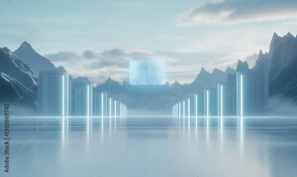 Fototapeta premium Futuristic power plant design featuring AI technology in a visually striking image.