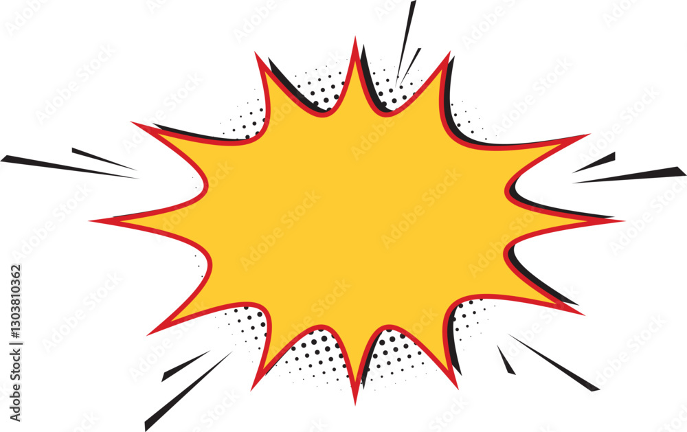 Comic explosion effect. Comic yellow burst speech bubble. Cartoon effects explosion design element
