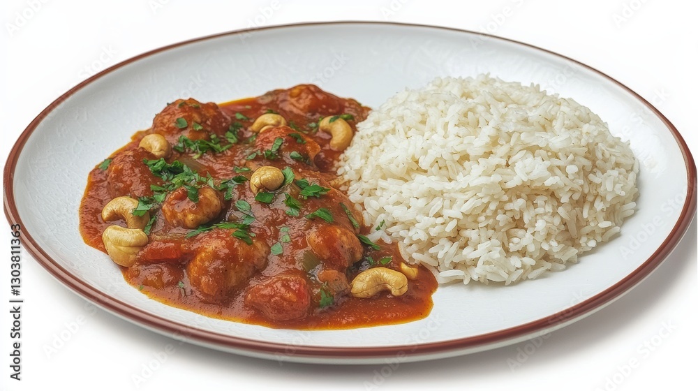 Delicious chicken curry with rice home kitchen food photography cozy setting close-up view culinary delight Delicious chicken curry with rice home kitchen food photography cozy setting close-up view culinary delight
