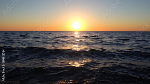 Bronze sea sunset with bluntly and blue sea photo