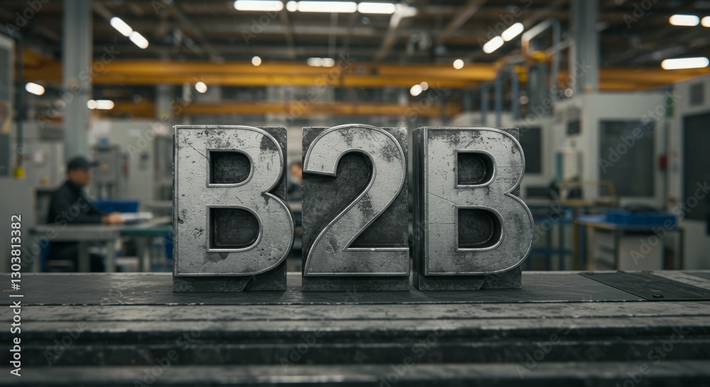 Obraz premium Industrial Business to Business Concept Depicted with Metal Blocks in a Factory Setting